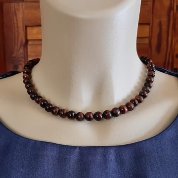 Piros Tigrisszem ásvány-nyaklánc 43 cm