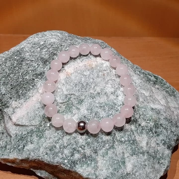 Rózsakvarc karkötő 15 cm