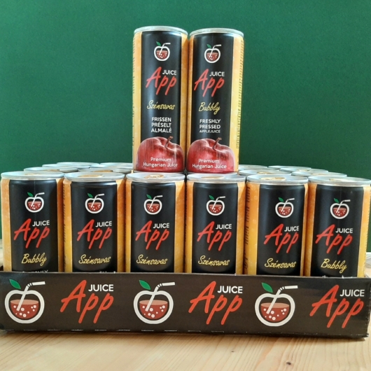 24 db Frissen préselt Szénsavas 100% almalé 250ml - Premium Hungarian Juice
