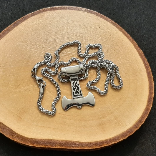 "Thor kalapácsa" fonottmintás nemesacél nyaklánc 55 cm