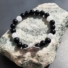 Kép 1/2 - Fekete Ónix-Hegyikristály valódi ásványkarkötő cirkóniaköves karommal 